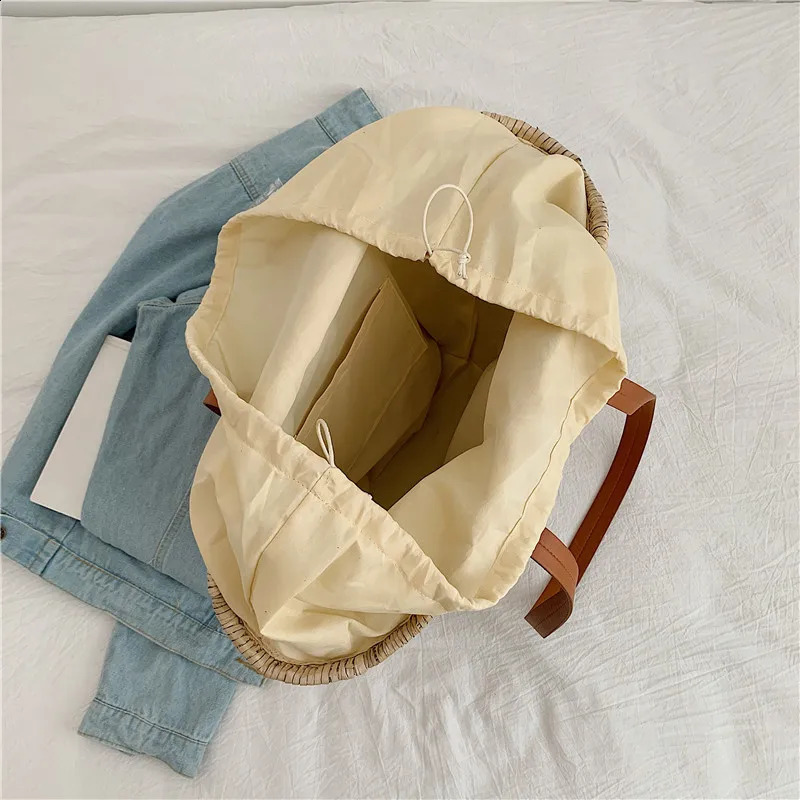 n Straw Bag Bohemian Beach Shoulder Fashion Hand Woven Handbag Large Capacity Lafia Travel 240820