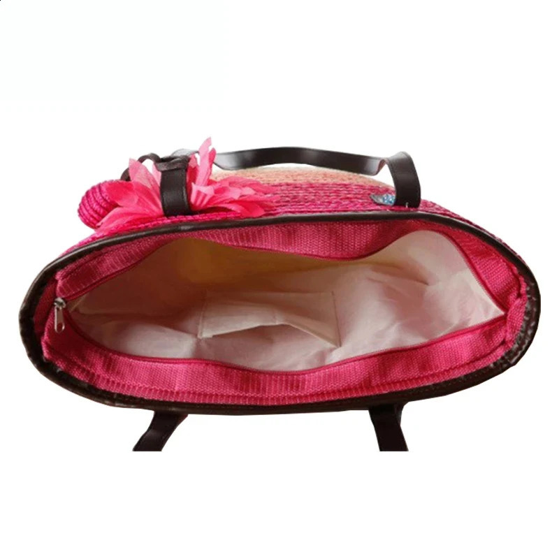 Handmade woven straw bag large capacity womens handbag summer beach travel knitted shopping casual wallet 241014