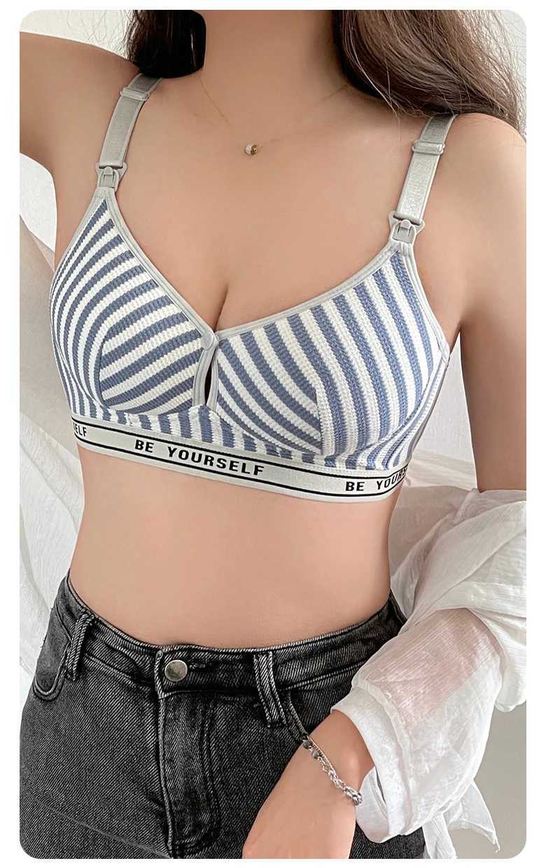 Comfortable Stripe Bras Maternity Nursing Bra for Feeding Nursing Underwear Clothes for Pregnant Women Soutien Gorge AllaitementXJ240724