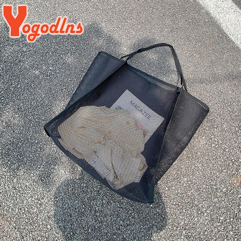 Literary Mesh Hollow Out Tote Bag For Women Summer Beach Handbag Large Capacity Shoulder Student Bookbags sac 240723