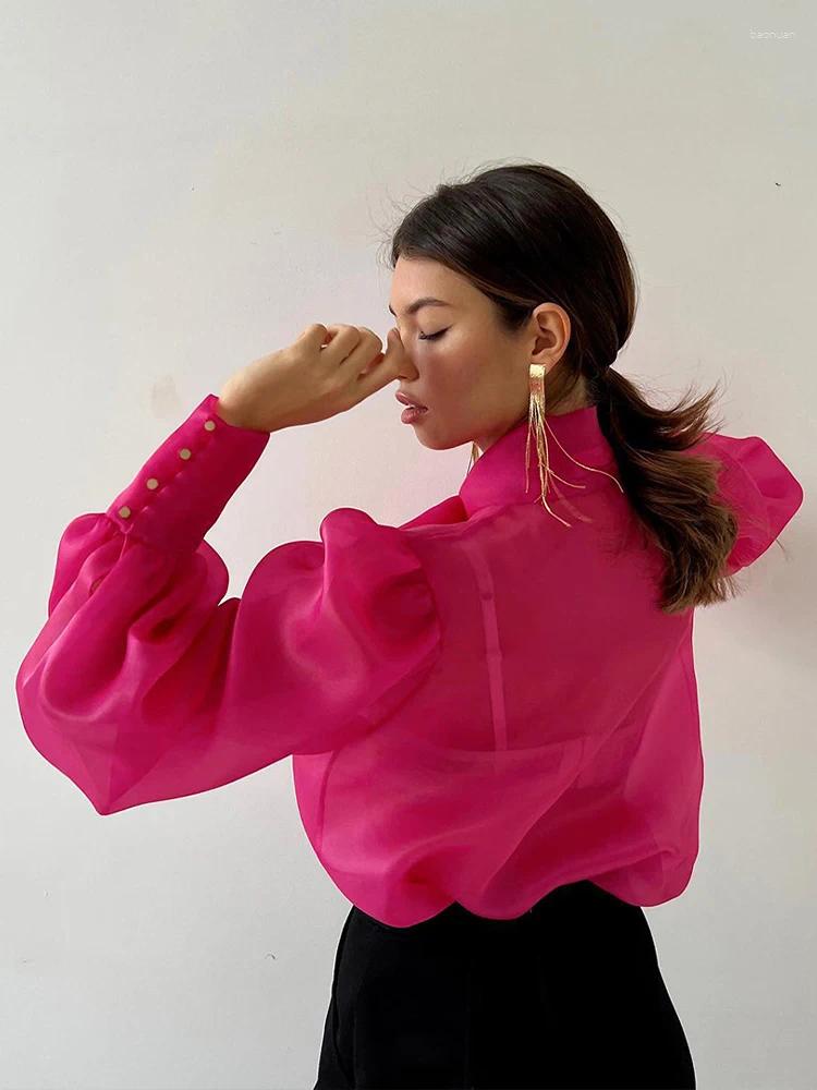 Women's Blouses See Through Blouse Women Sexy Fashion Lace Up Shirts Female Elegant Transparent Bow Tops Ladies Chic Sleeve Party