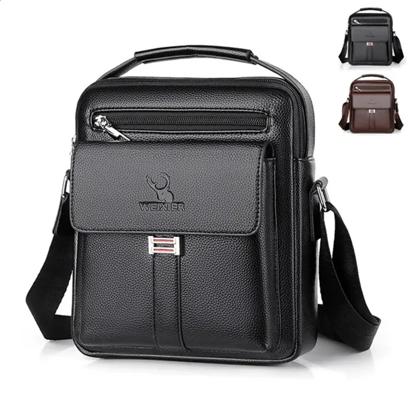 Mens Genuine Leather Crossbody Shoulder Bags High quality Tote Fashion Business Man Messenger Bag fanny pack 240723