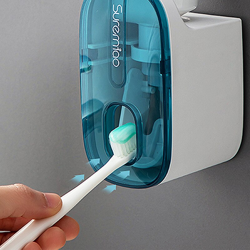 FOGOMOVE 1 PCS Automatic Toothpaste Dispenser Bathroom Accessories Wall Mount Lazy Toothpaste Squeezer Toothbrush Holder