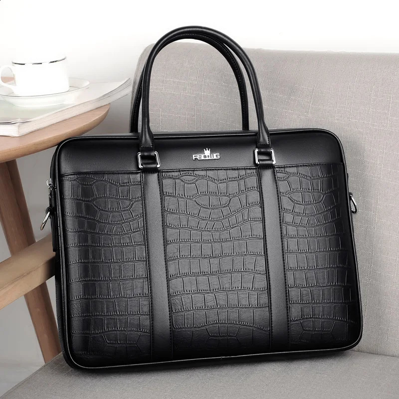 Fashion Men Business Briefcase Laptop Bag For Air DELL HP 14.1 Laptop Handbag For Man Pattern Leather Handbags 240723