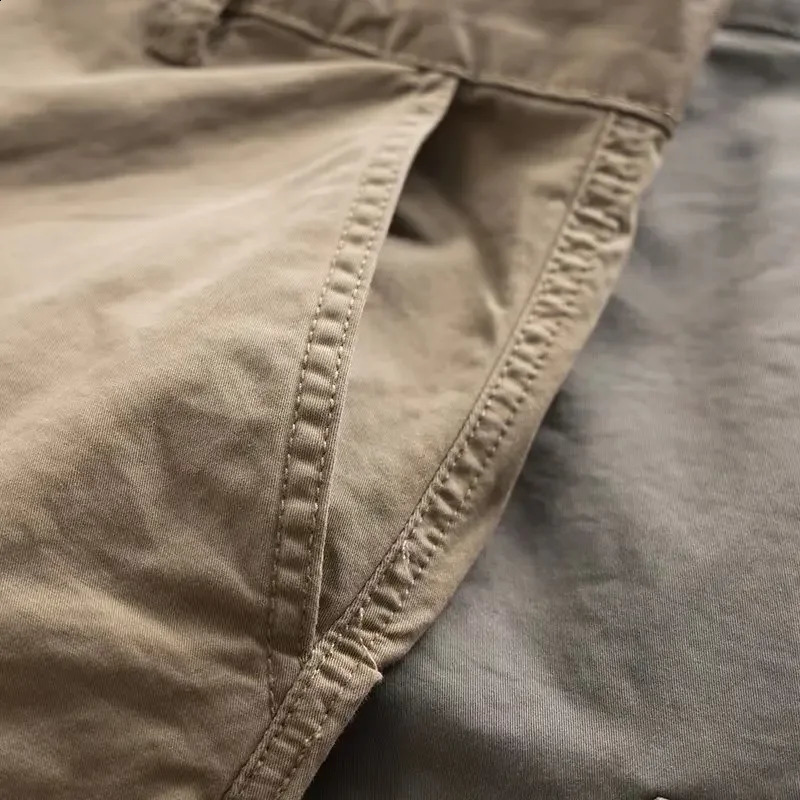 Mens loose straight leg cargo pants Korean casual summer multi pocket mens work 240819