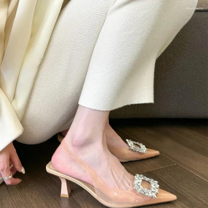 Dress Shoes 2024 Rhie Designer Women Sandals Summer Fashion Elegant Ladies Outdoor Leisure High Heel Crystal