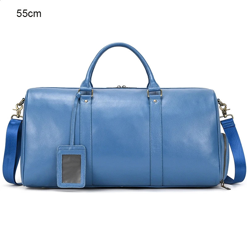 DHXJ Genuine Men Women Cow Leather Carry On Lage Travel Shoulder Male Female Weekend Duffle Bag 240723