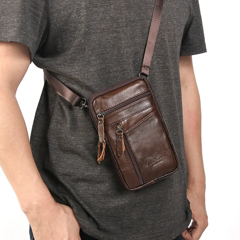 Mens Genuine Leather Crossbody Shoulder Bags High quality Tote Fashion Business Man Messenger Bag Pockets 240723