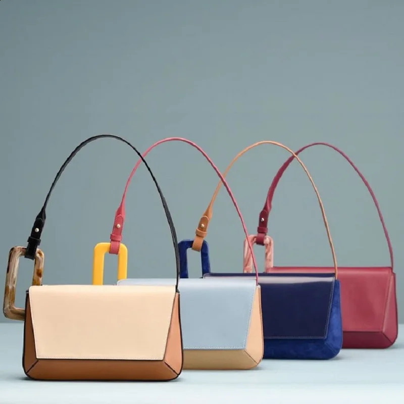Arrivals Patchwork PU Leather Crossbody Top-handle Bags for Women Small Flap Lady Bag Quality Handbags 240723