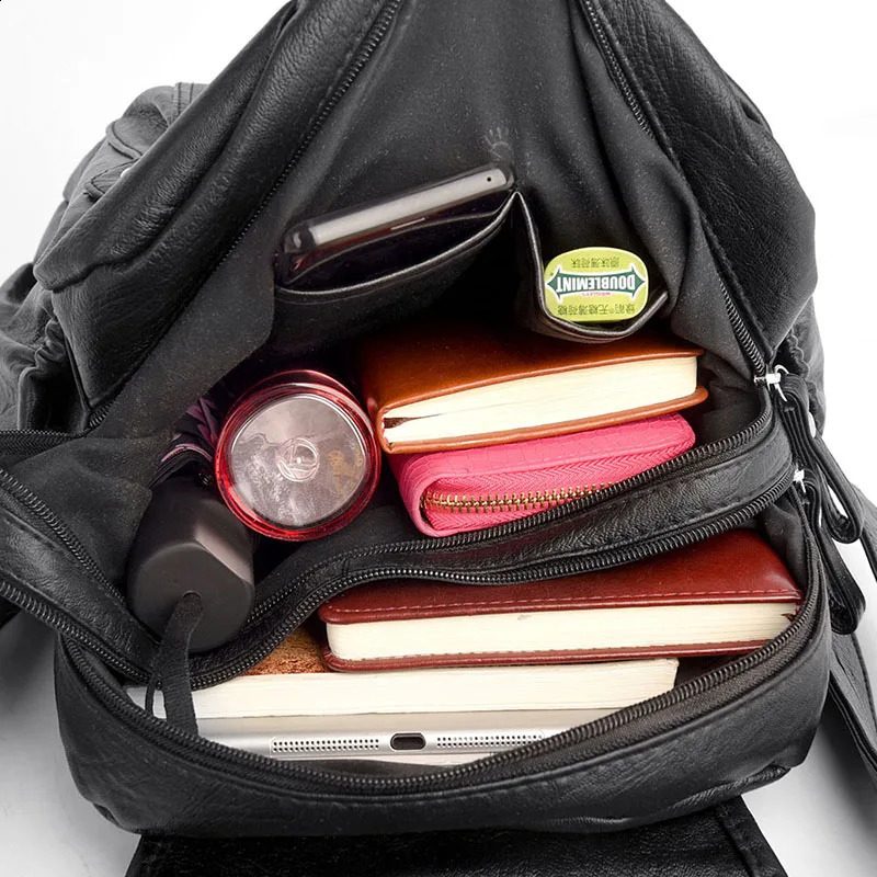 2024 Fashion Women Backpack High Quality Leather Backpack Casual Shoulder Bags School Bags Large Capacity Travel Backpacks 240723