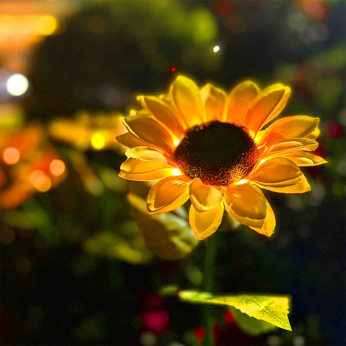 Solar Single Head Sunflower Park Simulation Flower Landscape Light Garden Outdoor Yard Decoration Light Ground Plug Lawn Lights