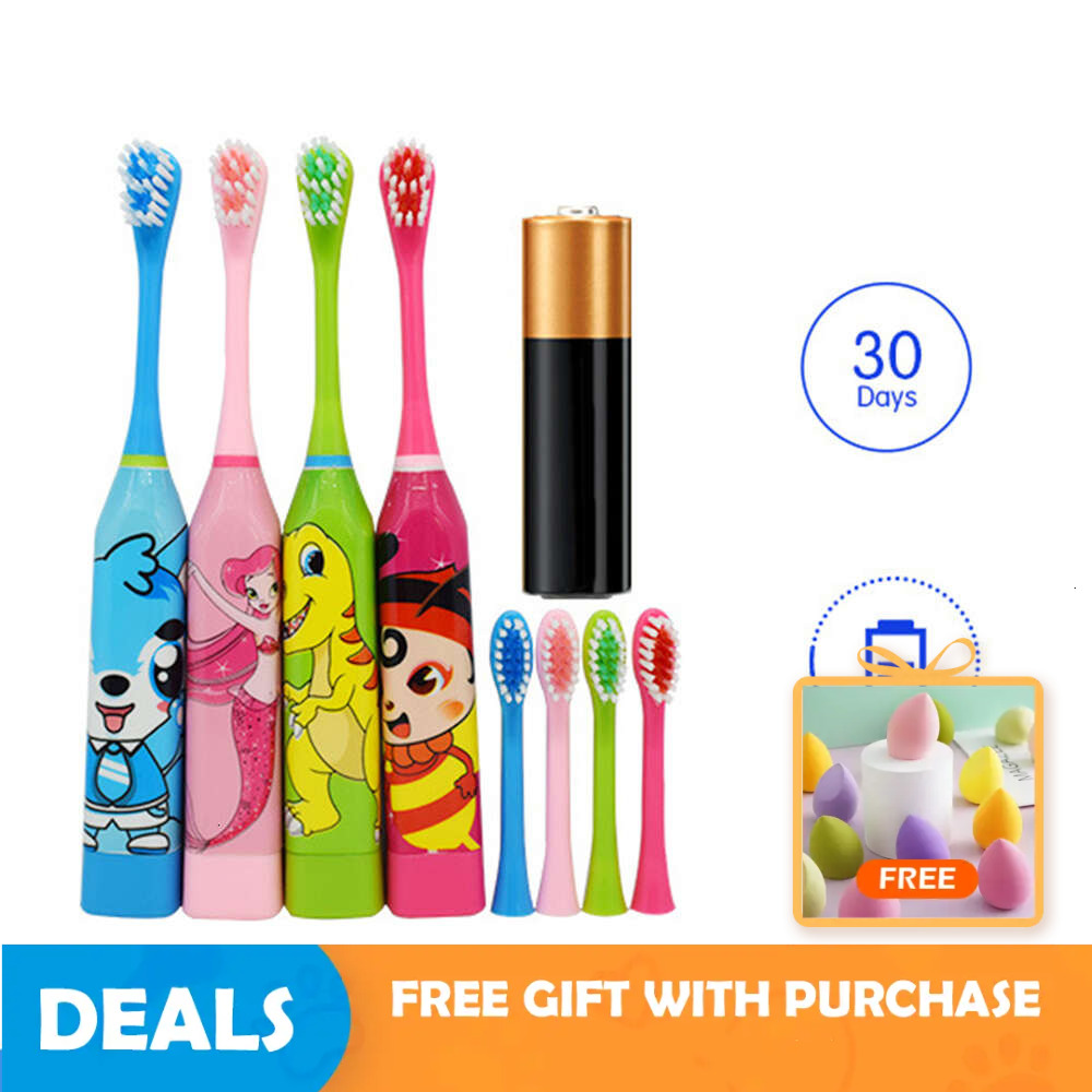 Children Electric with Replaceable Head Cartoon Patterns IPX7 Waterproof 23000 Times Automatic Mute Sonic Toothbrush F618-7