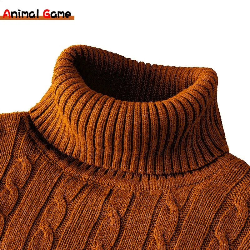 Winter Warm Turtleneck Sweater Casual Mens Rollneck Warm Knitted Sweater Keep Warm Men Jumper Knit Woolen Sweater 240724