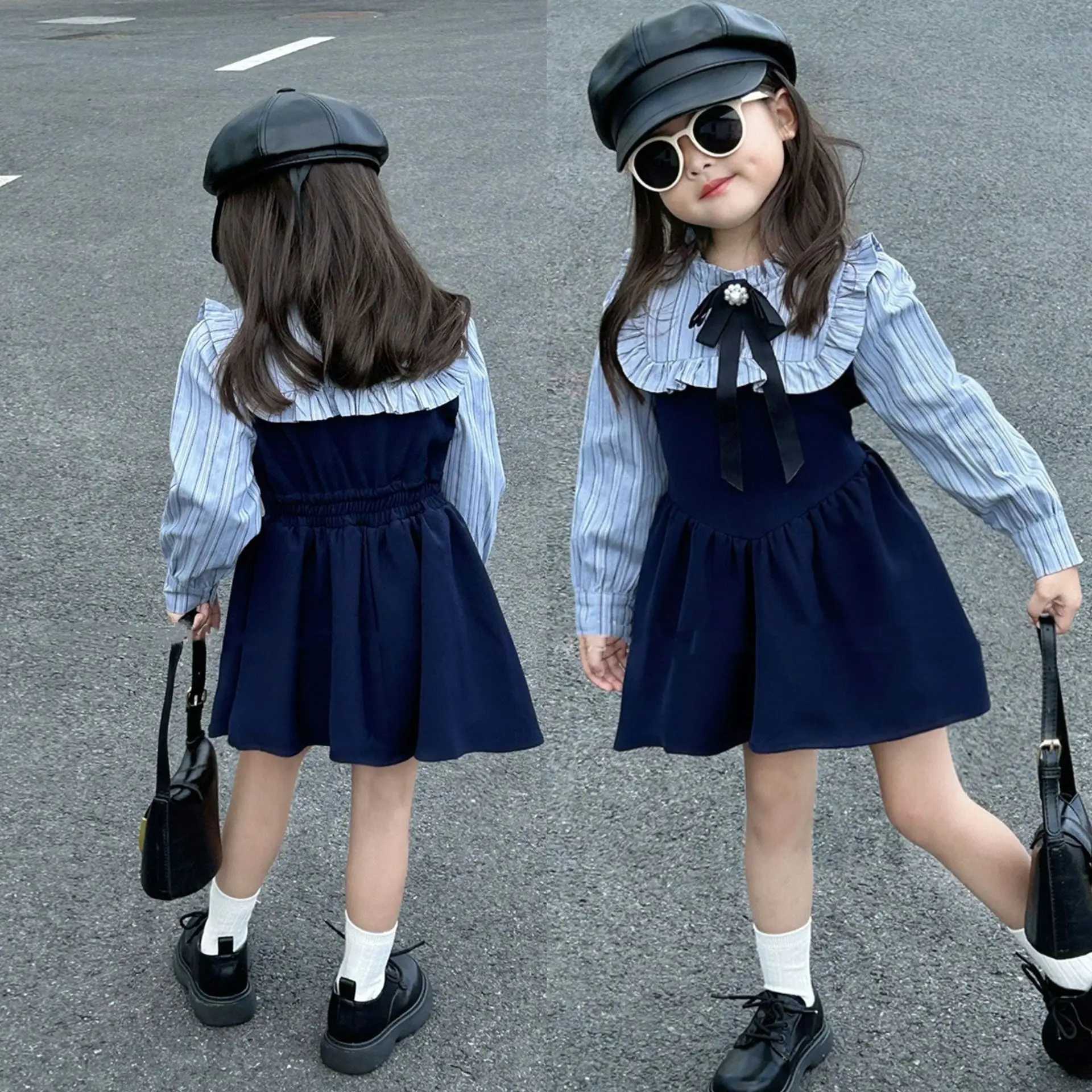 Girl's Dresses Fall Girls Fashion College Style Dress Little Girls Casual Princess Dresses Kids ClothesL24725