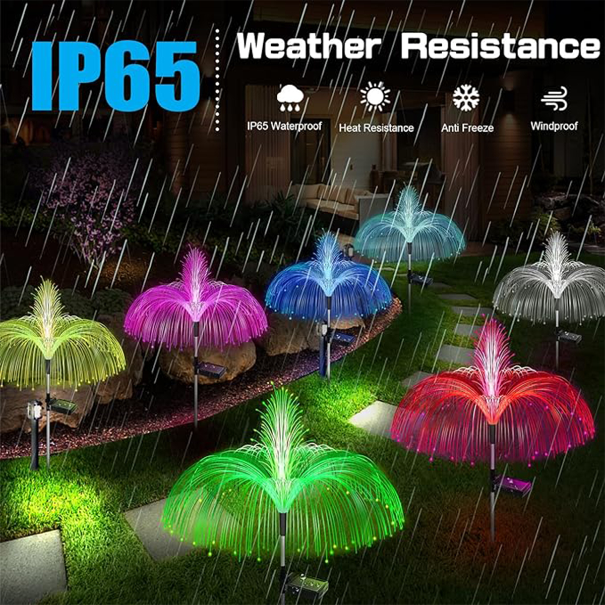 Solar Fiber Optic Single Tier Jellyfish Dog Tail Grass Garden Lawn Lights Patio Lights Landscape Lights Decorative Lights