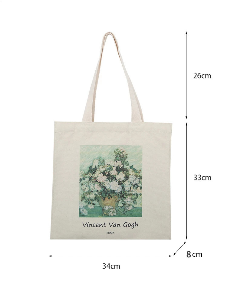 Van Gogh Morris Shoulder Bags for Women Vintage Shopping Bag with Handle Zipper Casual Canvas Tote Bag Bolsa Feminina 240724