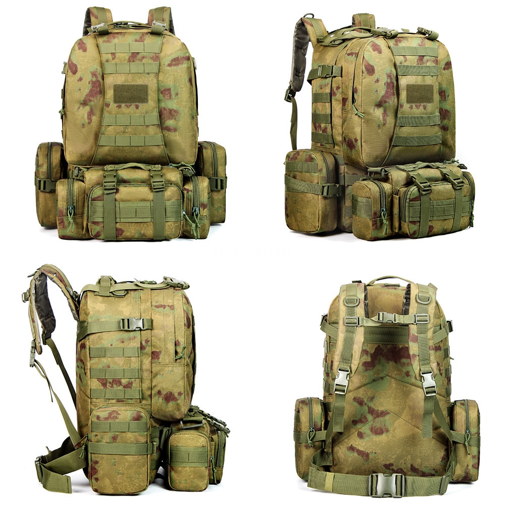 New color button outdoor combination backpack army camouflage tactical camping backpack large capacity Oxford cloth mountaineering