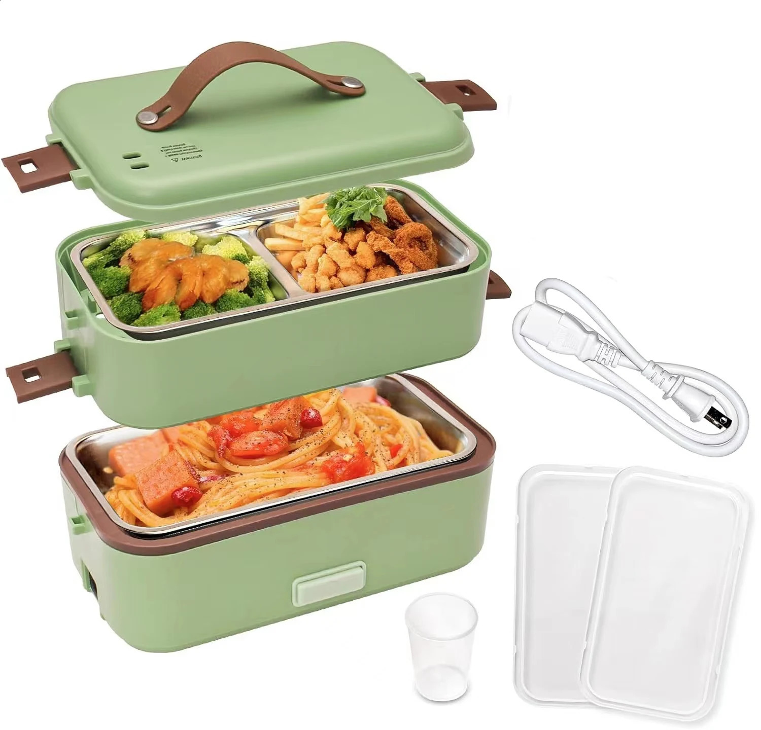 Self Cooking Electric Lunch Box Portable Food Warmer for OntheGoRice Cooker 2 Layers 800ML Heated Home Office 240716