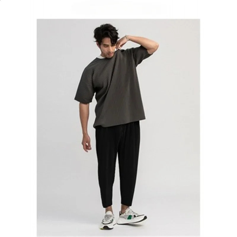 ALSEY Miyake Pleats Fold Harem Pants Mens Loose Series All-match Pants Casual Mens Bloomers Sports Men Clothing Trousers 240723
