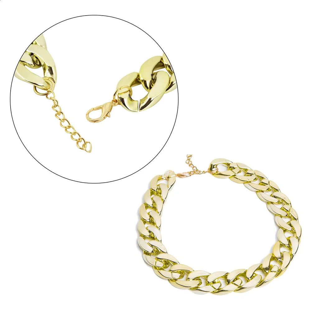 Pet Dog Cat Hip Hop Plating Plastic Collar French Bulldog Necklace Small Dog Cat Chain Collar Adjustable Puppy Bully Neck Strap 240724