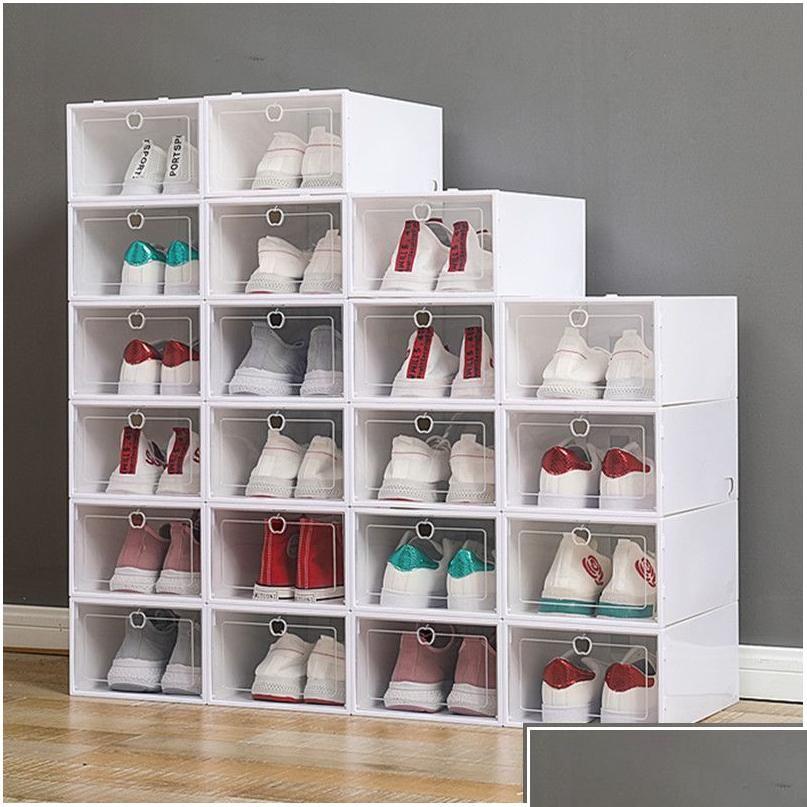 Storage Boxes & Bins Transparent Shoe Box Shoes Rack Organizers Thickened Foldable Dustproof Stackable Combined Cabinet Sale Drop De D Dhlzi