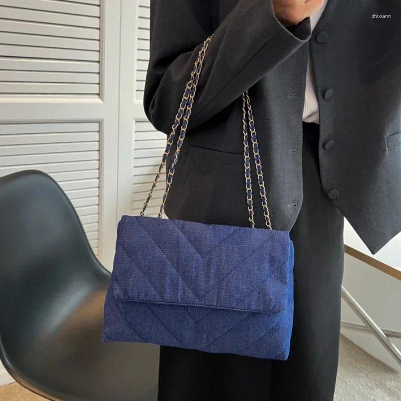 Free Shipping Shoulder Bags Vintage Bag For Women Denim Blue Dia Messenger Large Capacity Work Study Street Tote Purses And Handbags Designer Bag Luxu