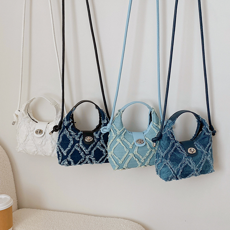 This year's popular denim women in 2023, new niche design for women's bags, tassel diamond grid single shoulder crossbody bag H724#21 ddmybe