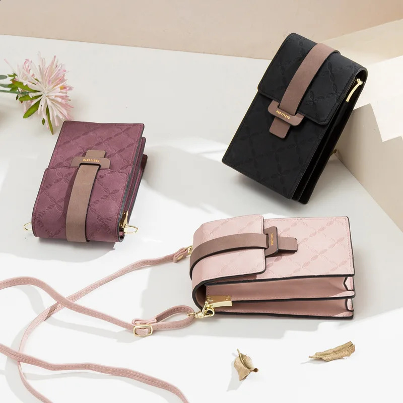 Women Wallet Flower Petals Plaid Small Shoulder Bag Messenger Flap Mobile Phone Pocket Purse Multi-Card Holder Handbag For Girls 240724