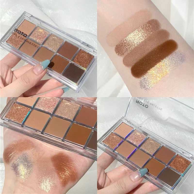 ROTO acrylic matte glitter 10 color eye shadow palette lasting shimmer eye shadow makeup palette naked smoke eye shadow pigmentW240730
