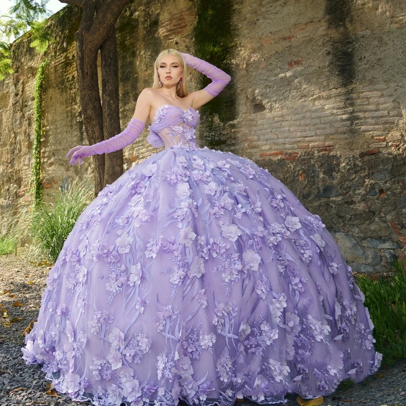 Pink Sexy Sweetheart Quinceanera Dress Sweet Beading Appliques 3D Flower Tull 16Year Old Girl Princess Birthday Party Ball Dress