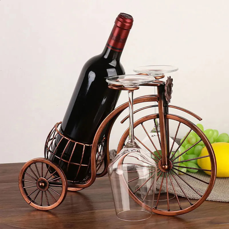 YOMDID Creative Carriage Bike Wine Rack Wine Glass Holder Vintage Wine Bottle Display Rack Bar Table Decoration Wine Organizer 240716