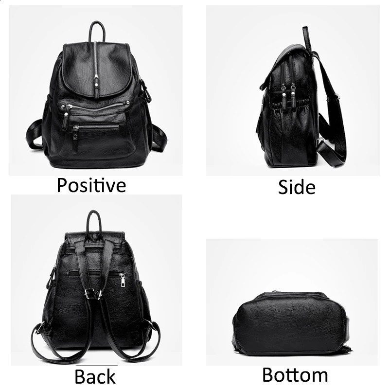 2024 Fashion Women Backpack High Quality Leather Backpack Casual Shoulder Bags School Bags Large Capacity Travel Backpacks 240723