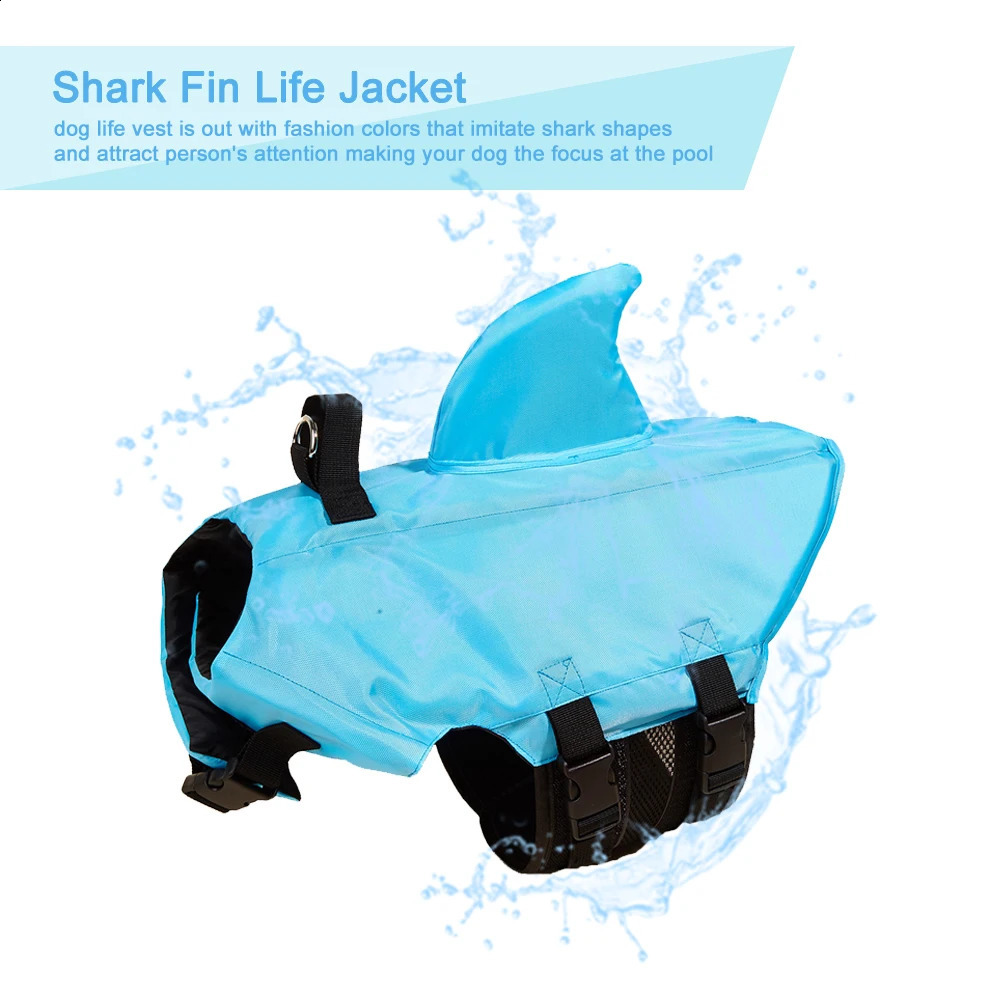 Shark Dog Life Jacket Enhanced Buoyancy Small Dogs Swimming Clothes Safety Vest with Handle for Medium Large Dogs Surfing 240723