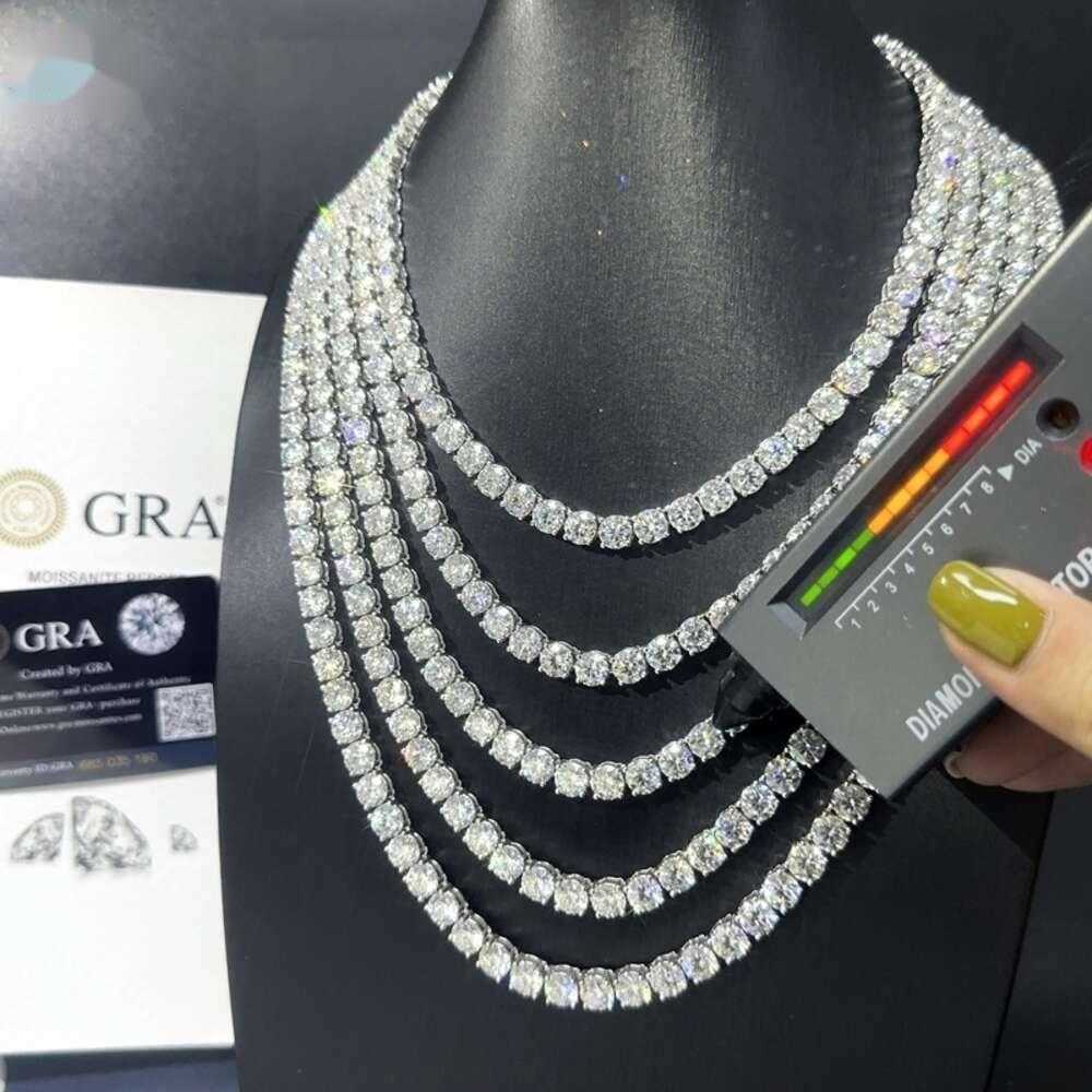 necklace Hip Hop Sterg Sier 2mm 3mm 4mm 5mm 6.5mm VVS Moissanite Dia Necklace moissanite tennis chain