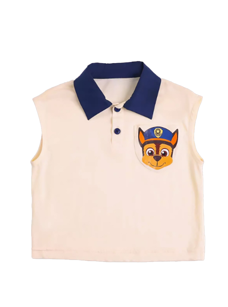 Children's summer light luxury customized boy's polo shirt short-sleeved three-piece set lapel detachable back fisherman pants free bag
