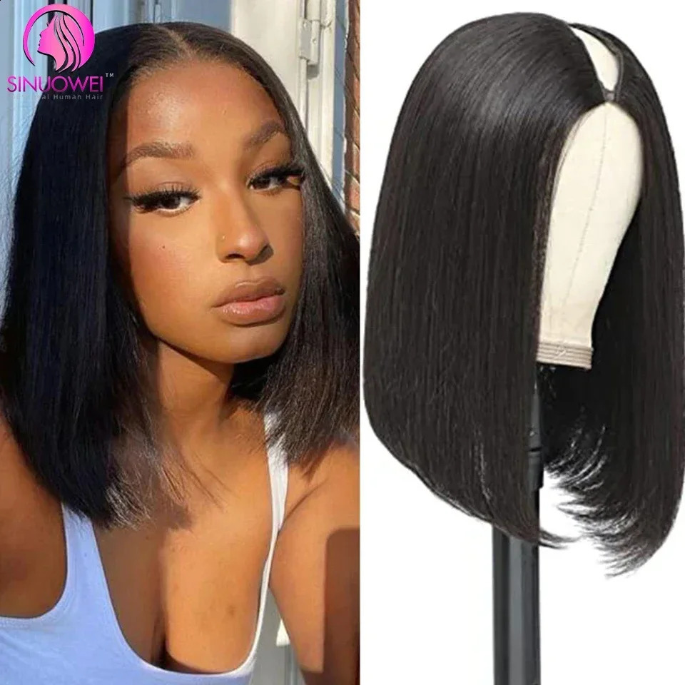Short V Part Bob Wigs for Women Straight Short Human Hair Wigs Glueless U Part Wig Brazilian Short Bob Wigs Human Hair 240716