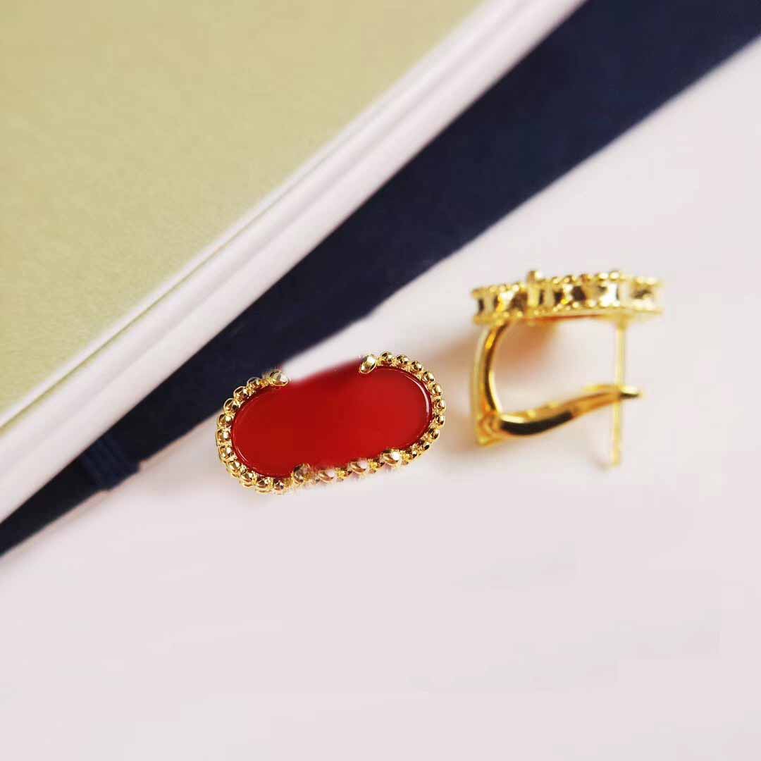 S925 silver Luxurious quality 1.5cm size flower of Charm earring with stamp and nature stone for women wedding jewelry gift drop shipping PS3467