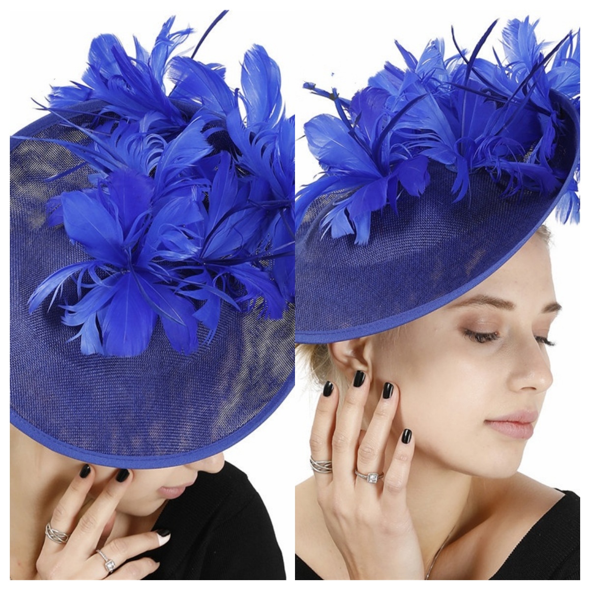 Millinery Caps With Headbands Accessories Imitation Sinamay Derby Cocktail Hat Women Bridal Hair Fascinators Feather Fancy