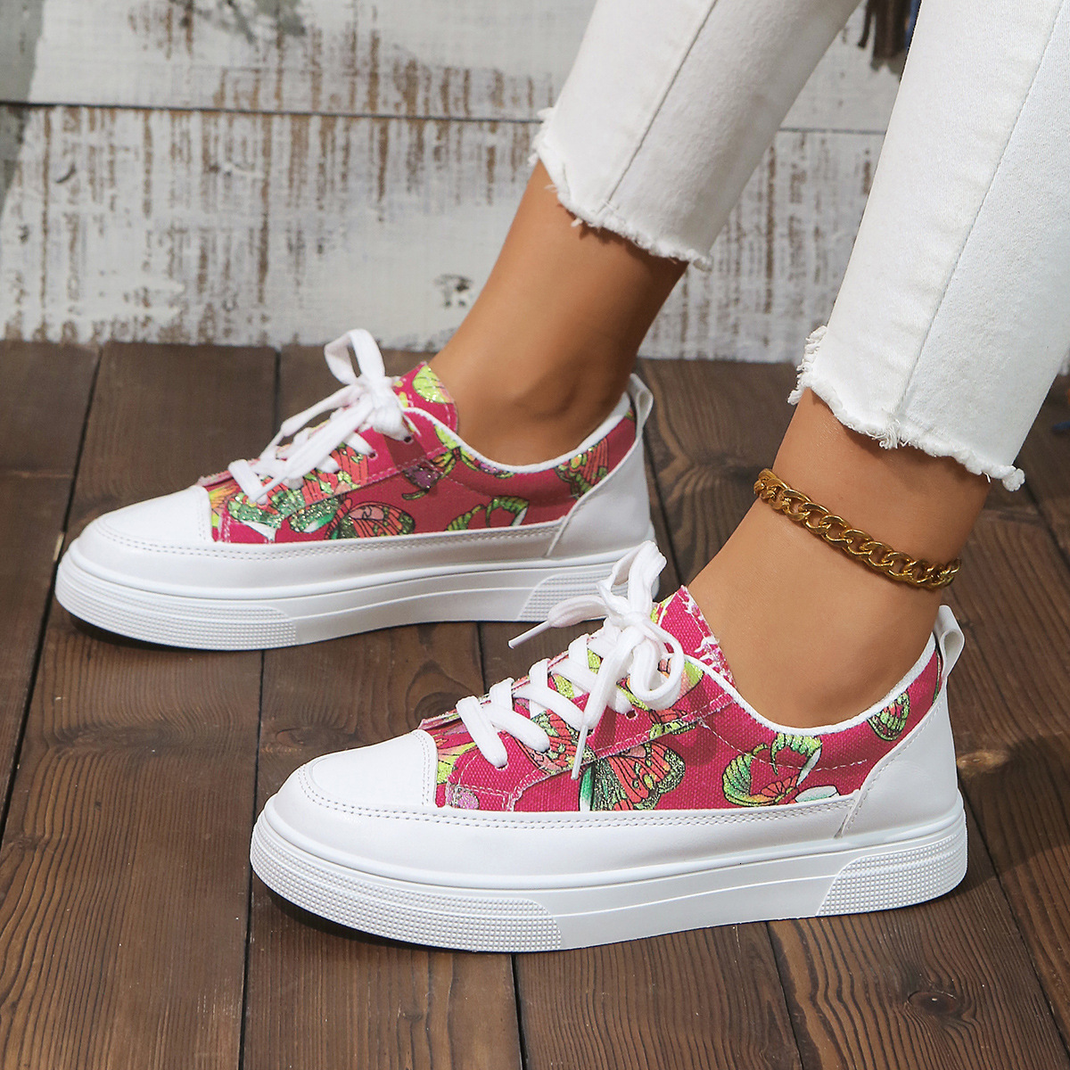 Ddmytiger Large-sized flat graffiti sports shoes for women, 2024 new casual canvas shoes, lightweight sneakers