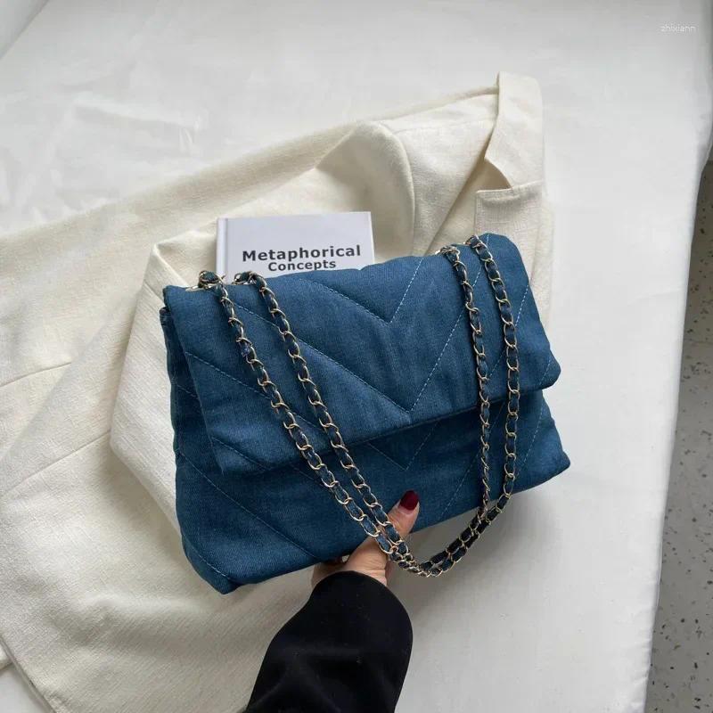 Free Shipping Shoulder Bags Vintage Bag For Women Denim Blue Dia Messenger Large Capacity Work Study Street Tote Purses And Handbags Designer Bag Luxu