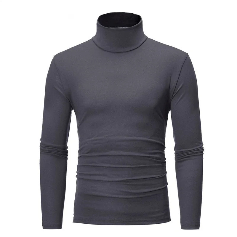 Spring and autumn thin mens pullover sweater turtle neck knitted cotton clothing black white top 240724