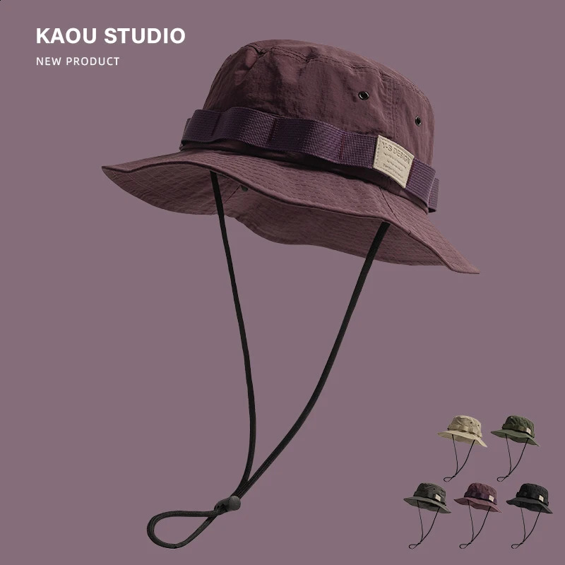 Spring and Summer Outdoor Quick Drying Fisherman Hat Womens Fashion Mens Camping Basin Hat Hiking Travel Bucket Hat 240710