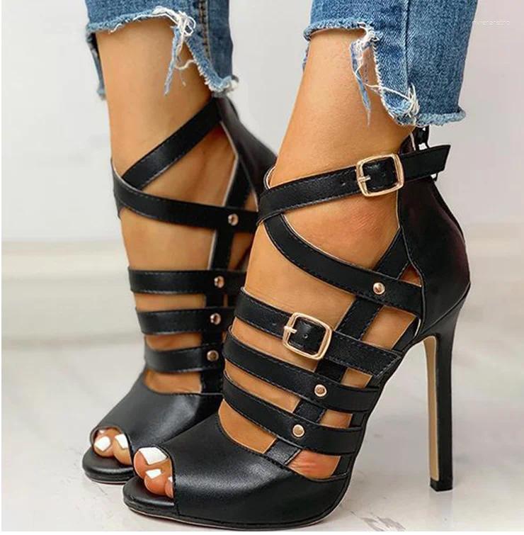 Dress Shoes Designer Sandals Zapatos De Mujer 2024 High Heels Fashion Summer Sexy Stiletto Peep Toe Wedding Party For Women Pumps FV96