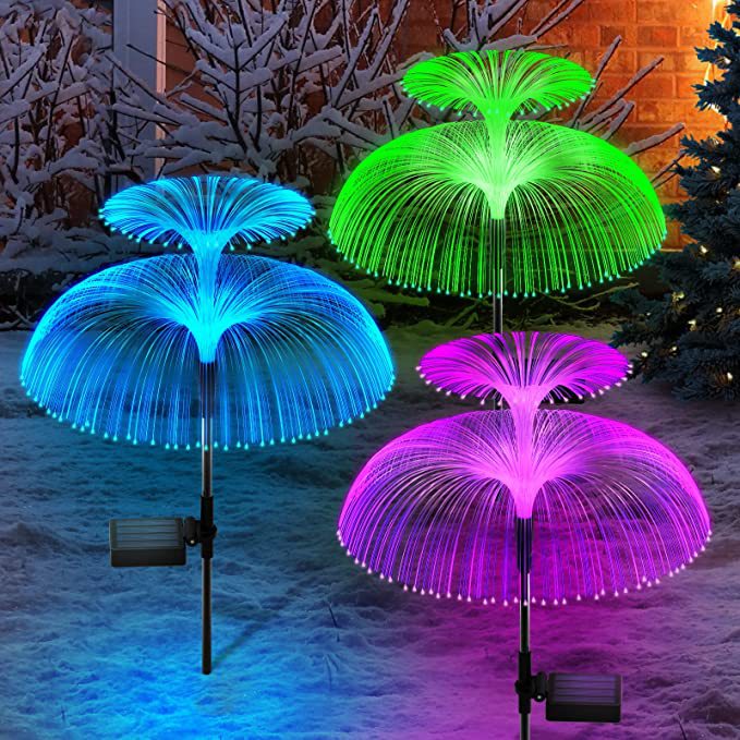 Decorative lightp Outdoor Waterproof Solar Jellyfish Shape Fiber Optic Holiday Lights