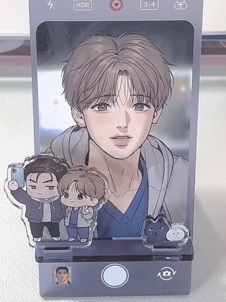 Korean Manhwa Figure Mingwa Jinx Yaoi Anime Acrylic Stand and 3 Cards BL Boys Love Figurines for Desk Decor Gift 240724