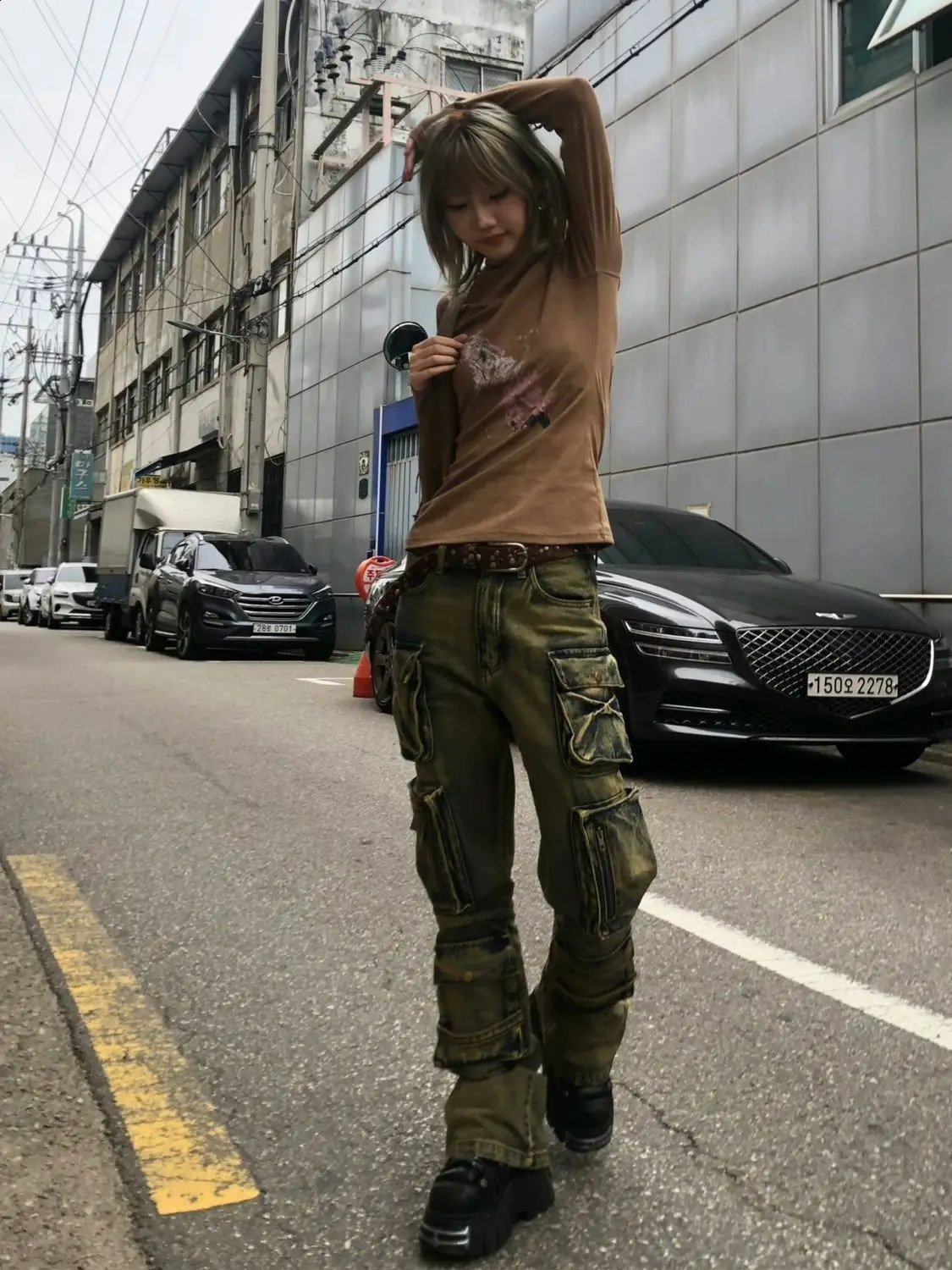 Stylish Street Pocket Cargo Pants for Women American Retro Straight Jeans Japanese Harajuku Style Y2k Trousers Women Jeans 240806
