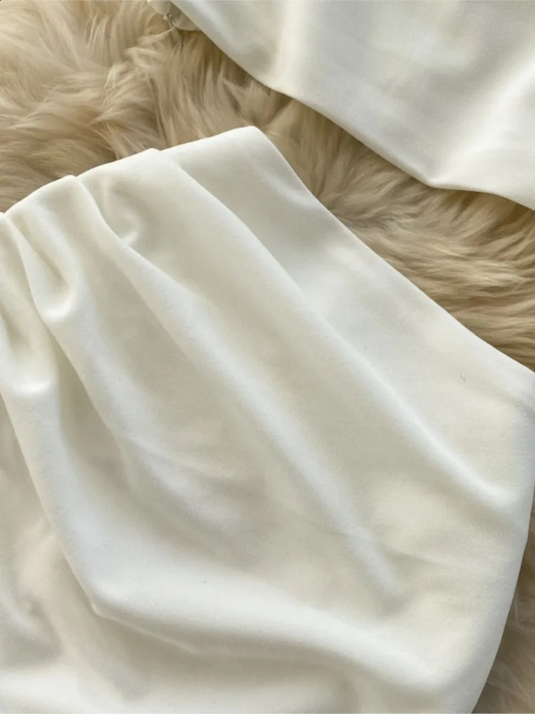 Summer Women Fashion Skirt Set Sexy Sleeveless Tank Tops High Waist Slim Long Saya Female Two Piece Suits White Black Clothes 240713
