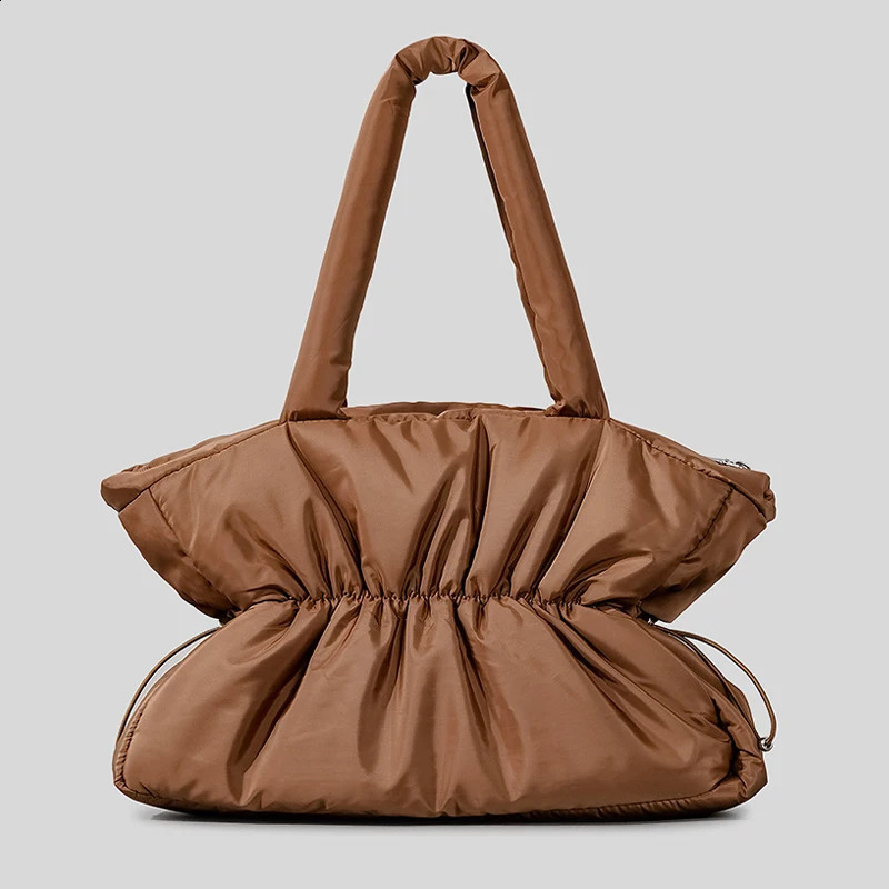 Pleated Nylon Puffer Bags For Women Handbag And Purses 2024 Fashion Large Capacity Drawstring Soft Shoulder 240723