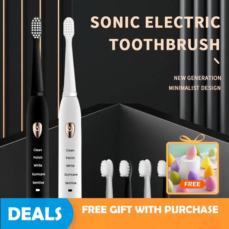 Jianpai Black White Classic Toothbrush Adult 5-gear Mode USB Charging IPX7 Waterproof Acoustic Electric F618-25