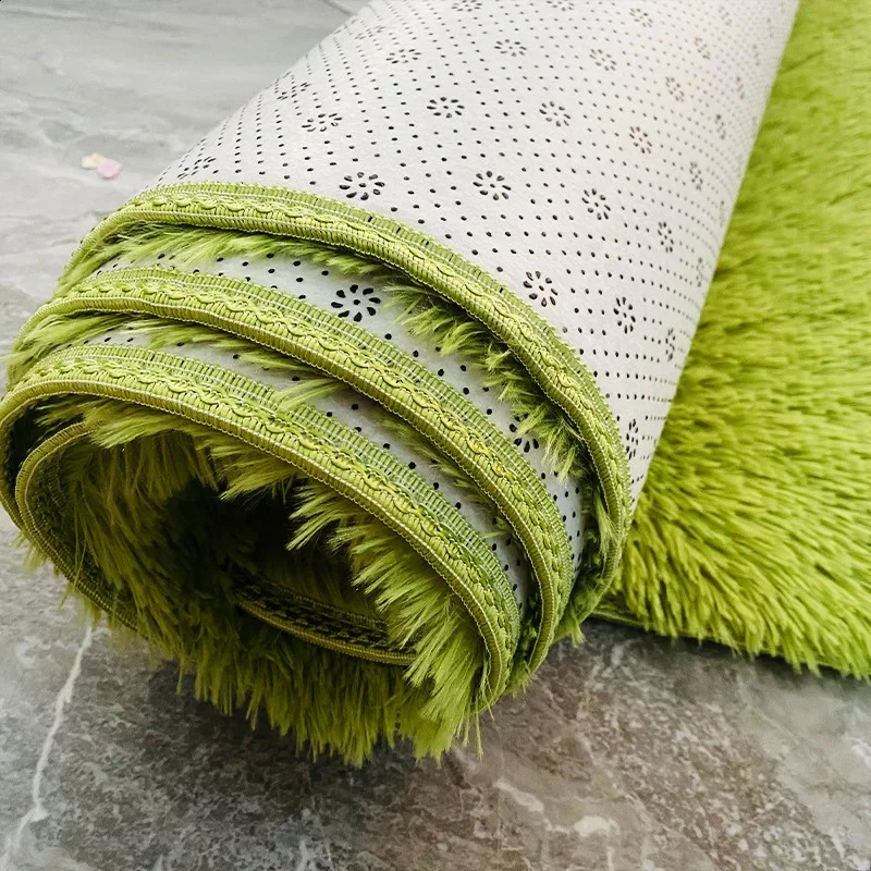Fluffy Soft Green Living Room Carpet Large Furry Area Rugs Kids Mat Children Shaggy Bedroom Rug for Nursery Carpet 240723